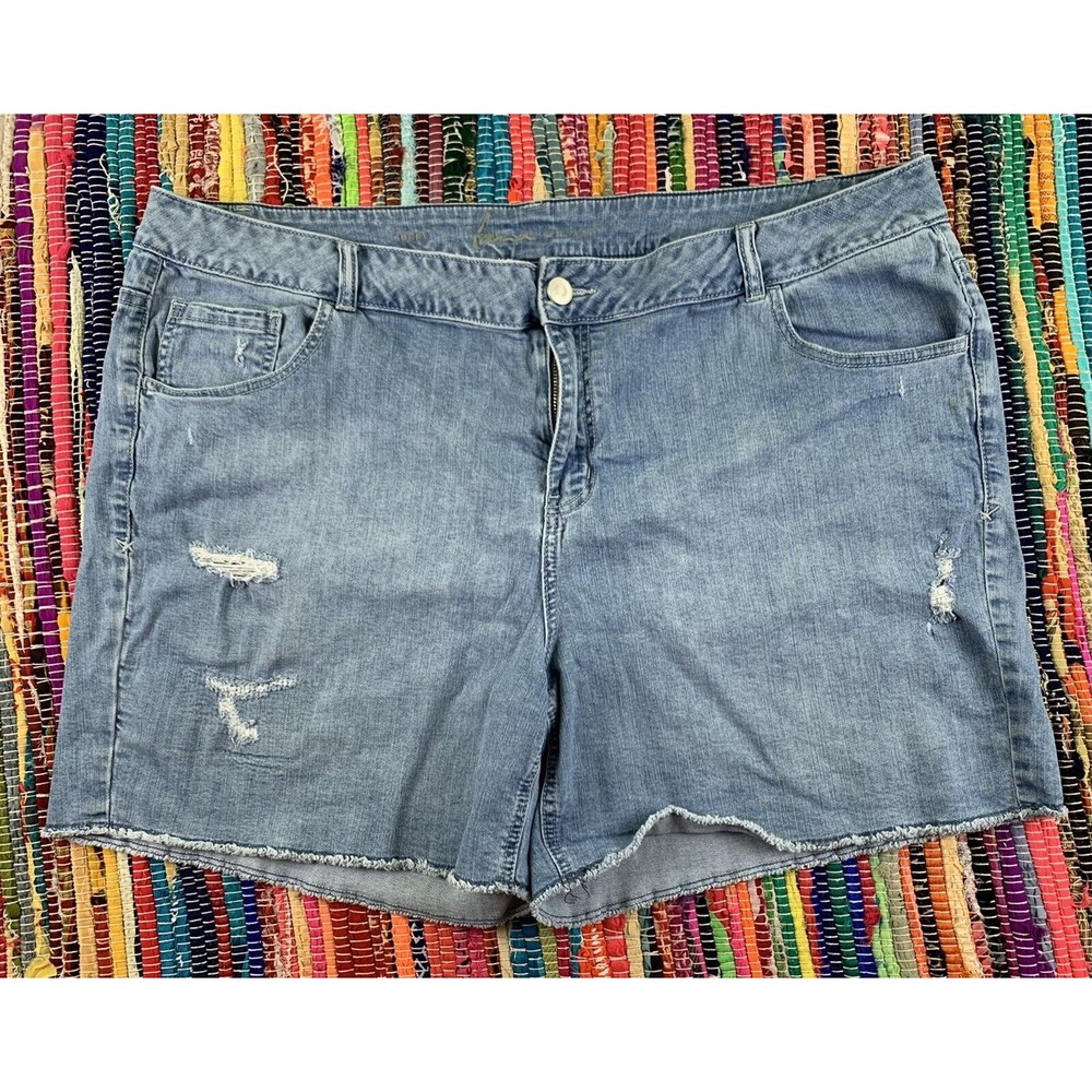 Lane Bryant Blue Jean Plus 26 Distressed Shorts Frayed Hem Cut Off